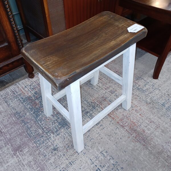 short whitewash dark wood stool