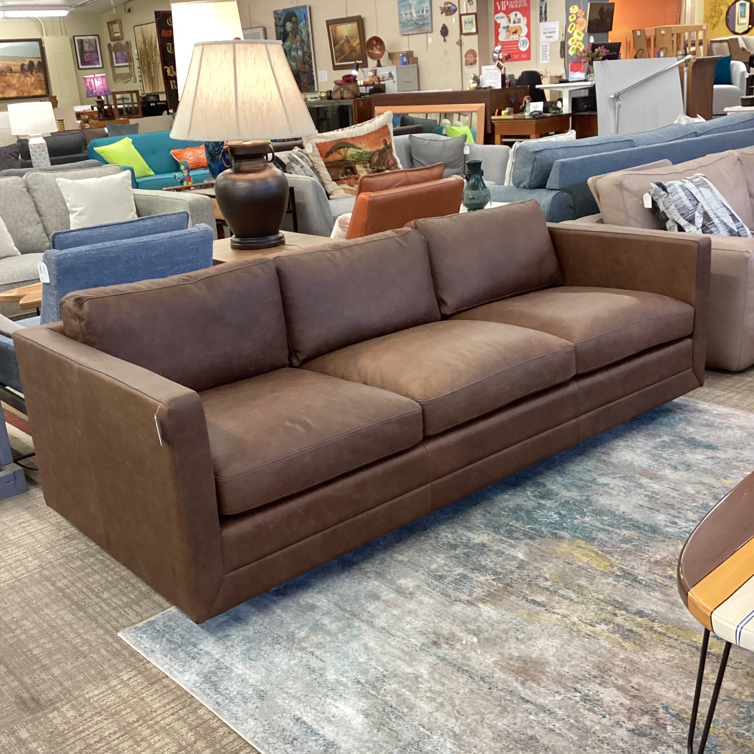 kardiel manhattan 85” leather sofa, milano mocha