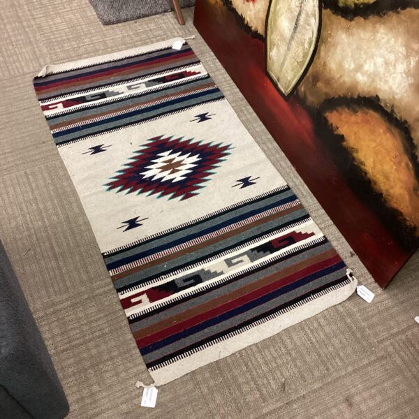 native american rug natural burgundy & blue