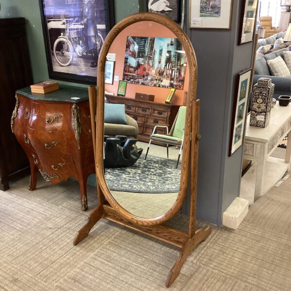 wide oak cheval mirror