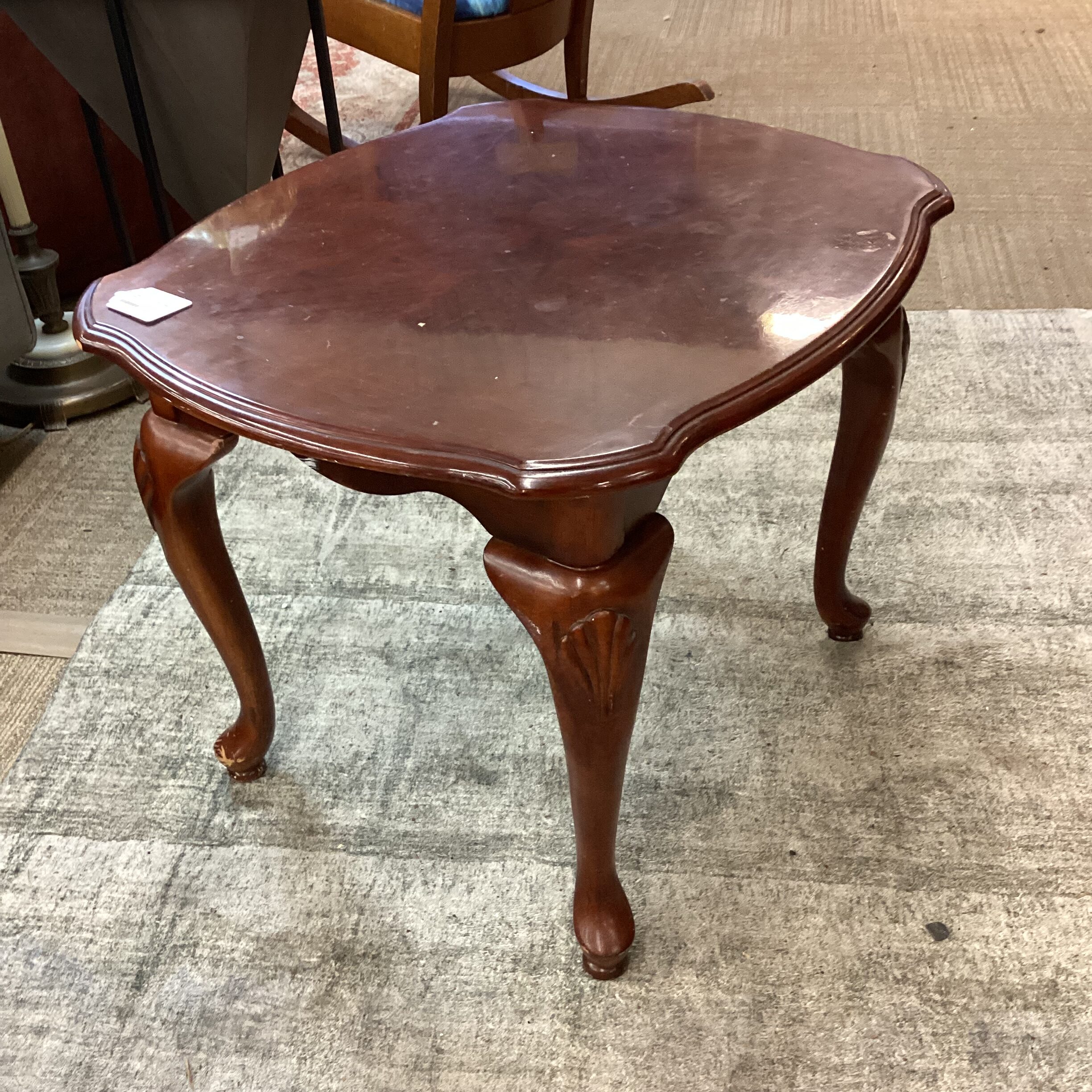 antique style dark wood side table (as is)