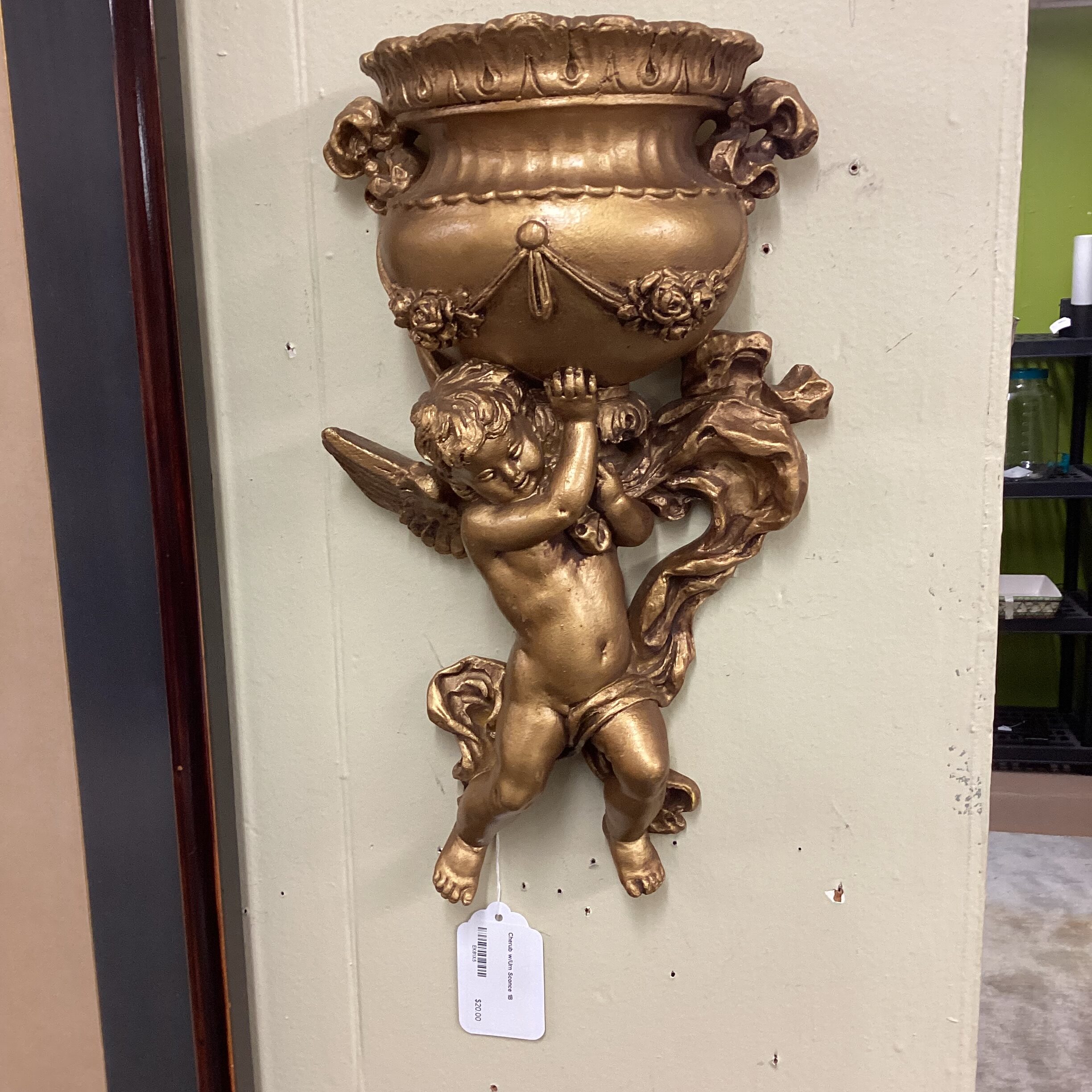 cherub w/urn sconce