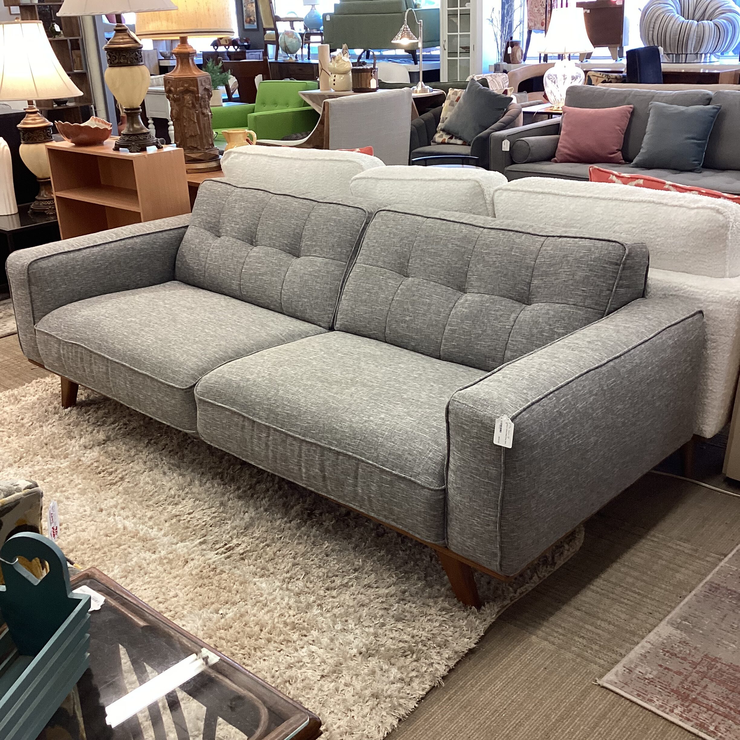 kasala wood base grey sofa