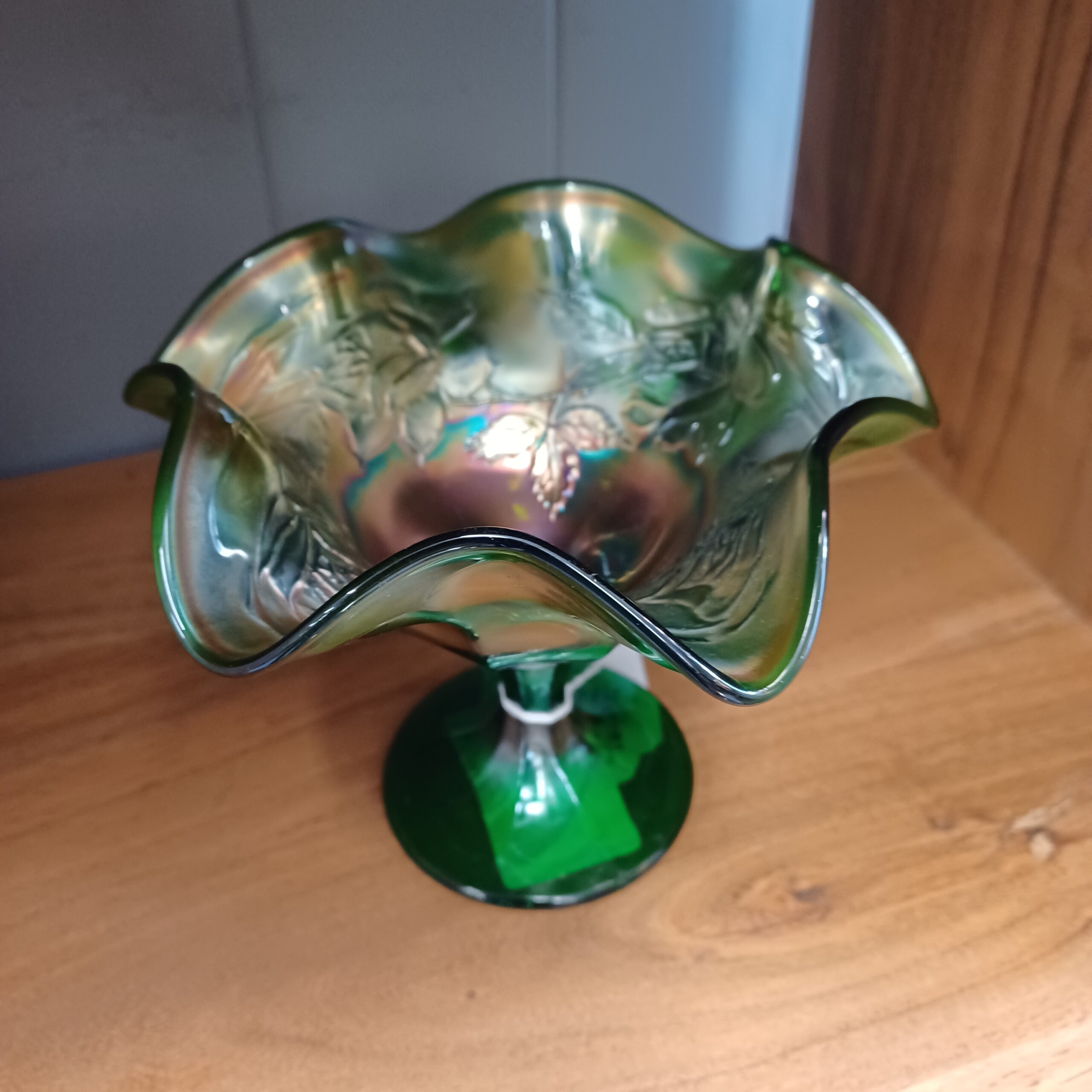 vintage green carnival glass