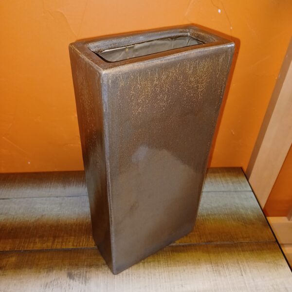 thin rectangular metallic glaze vase