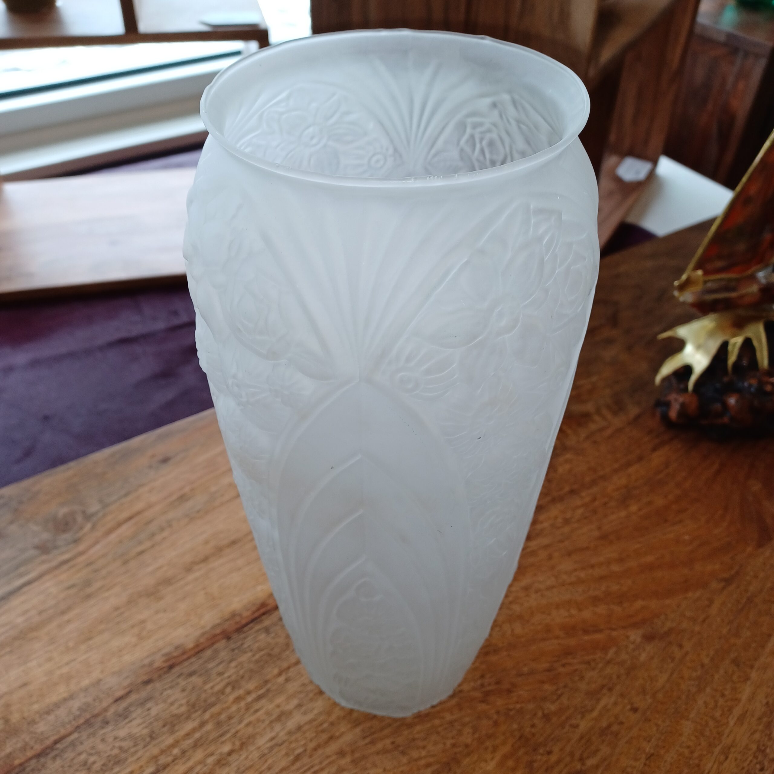 art deco frosted glass vase