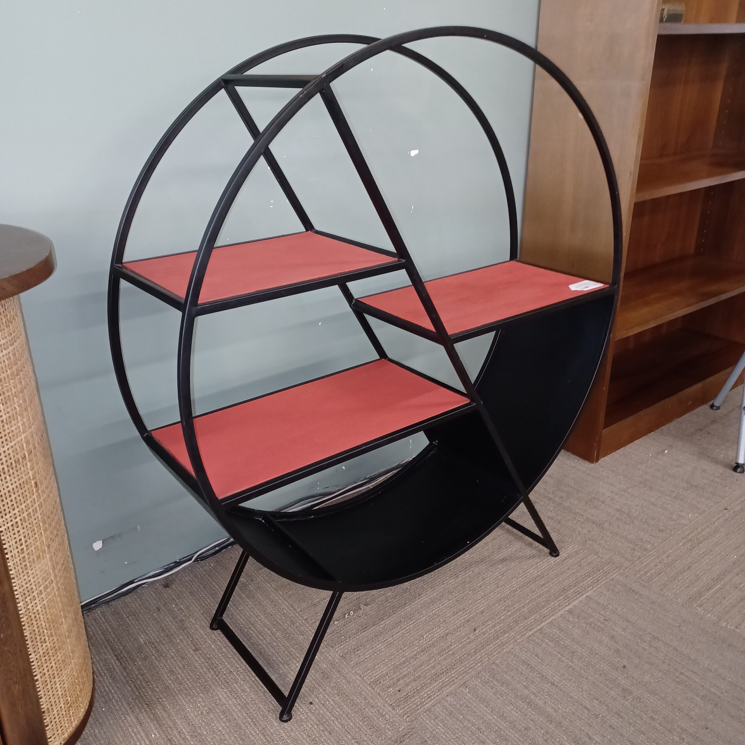 mcm style black & red circle shelf