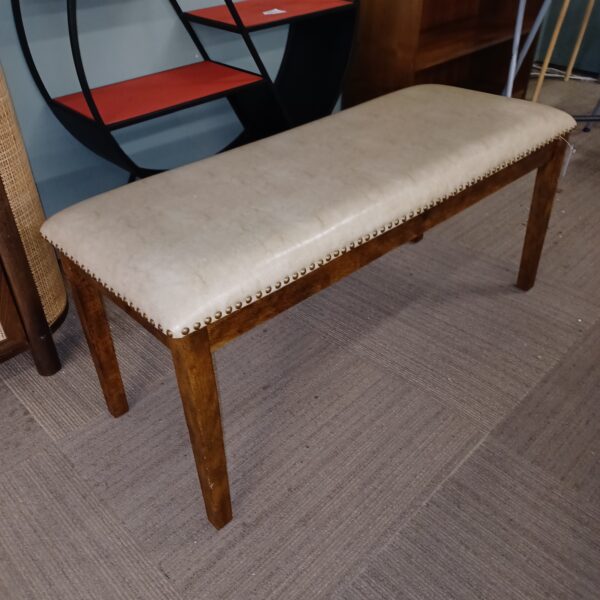 taupe leatherette nail head bench