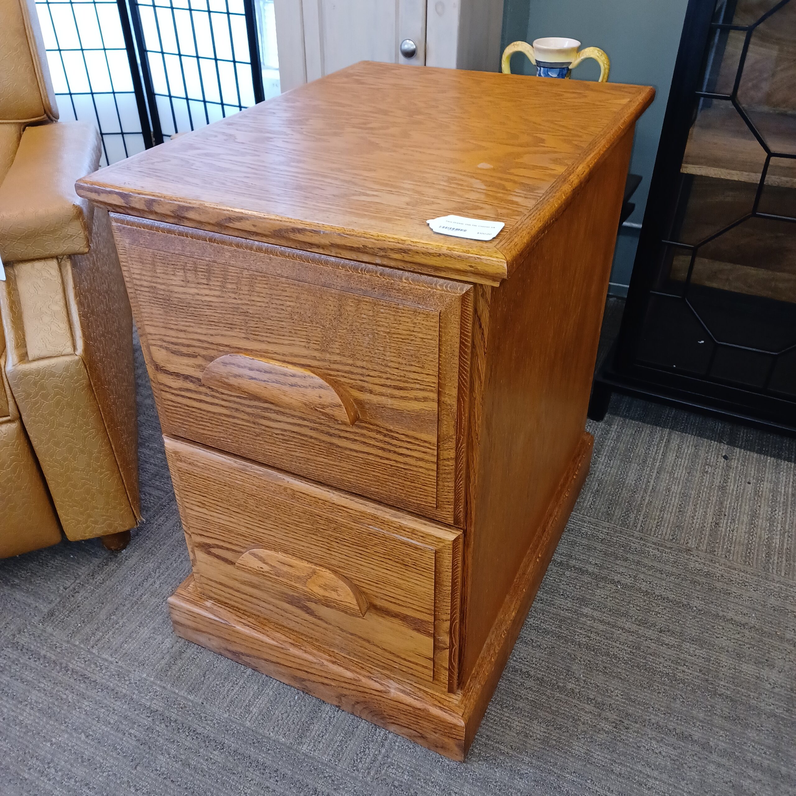 two drawer oak file cabinet