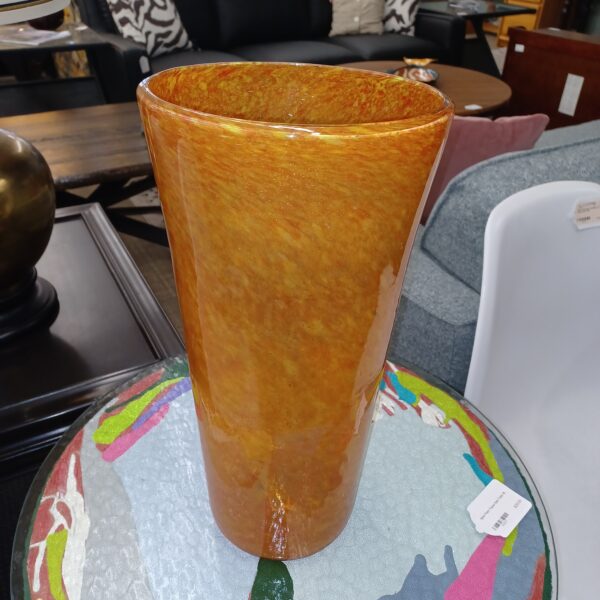 splatter orange & yellow glass vase