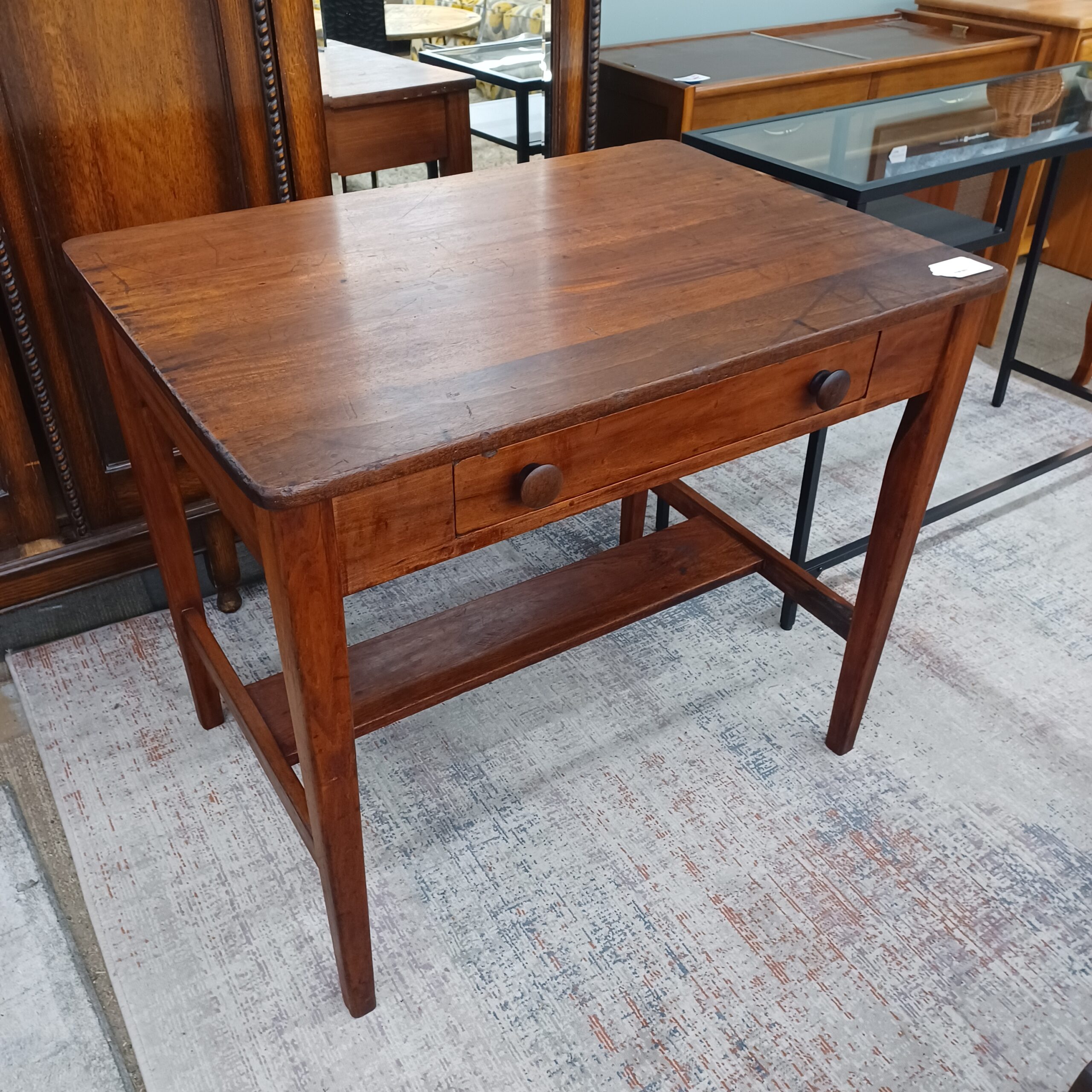 vintage hardwood library table desk