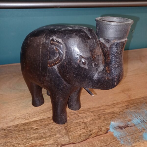 dark hardwood elephant candle stand