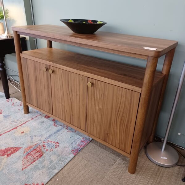 walnut open shelf sideboard