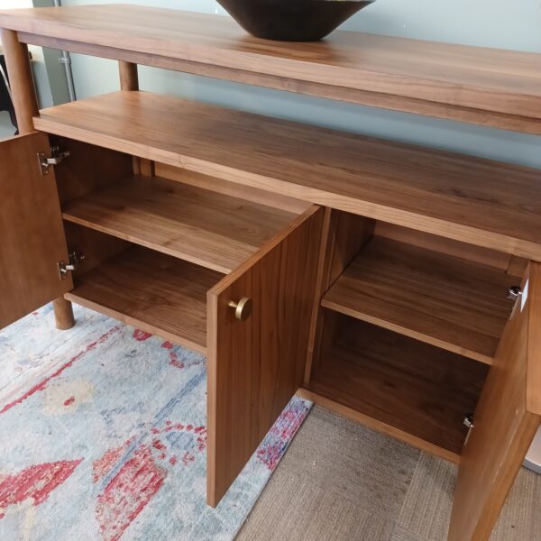 walnut open shelf sideboard