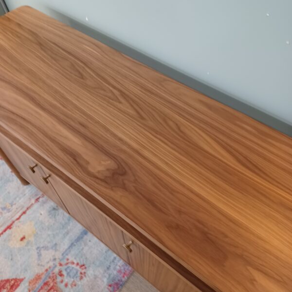 walnut open shelf sideboard