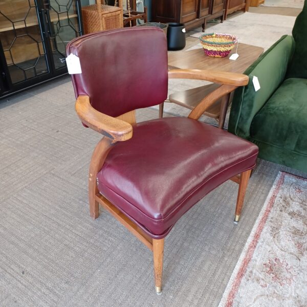 mc hardwood burgundy leatherette armchair