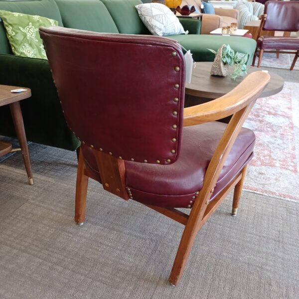 mc hardwood burgundy leatherette armchair