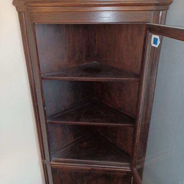 antique dark wood corner cabinet