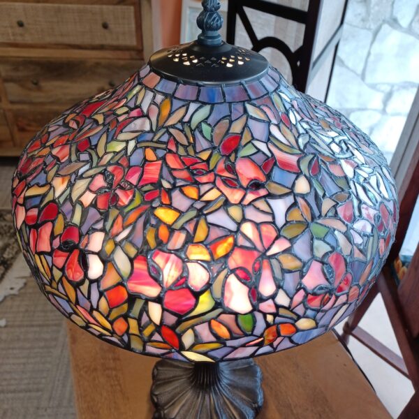 purple & lavender floral tiffany style table lamp