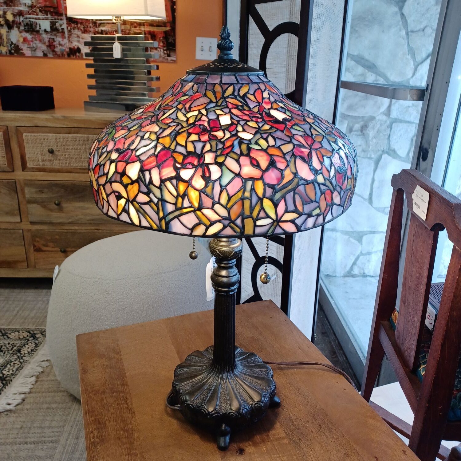 purple & lavender floral tiffany style table lamp