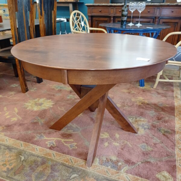 contemporary base round hardwood dining table