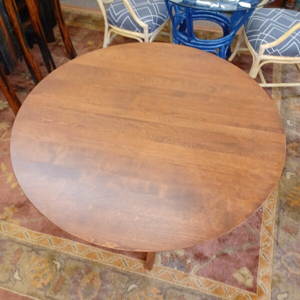 contemporary base round hardwood dining table