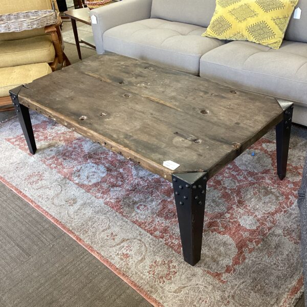 rustic heavy slab o’ wood coffee table