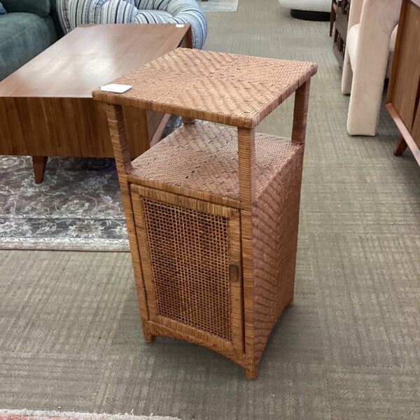 rattan two tier cabinet side table